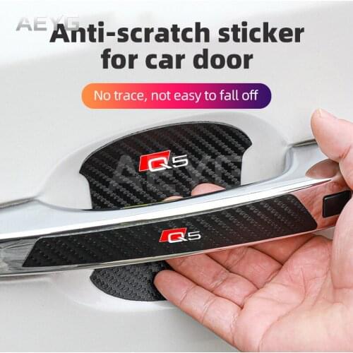 Carbon Fiber Car Door Handle Anti-Scratches Sticker Protective Film Vinyl Decals For Audi Q5 8t fy 2018 2019 2020 Accessories