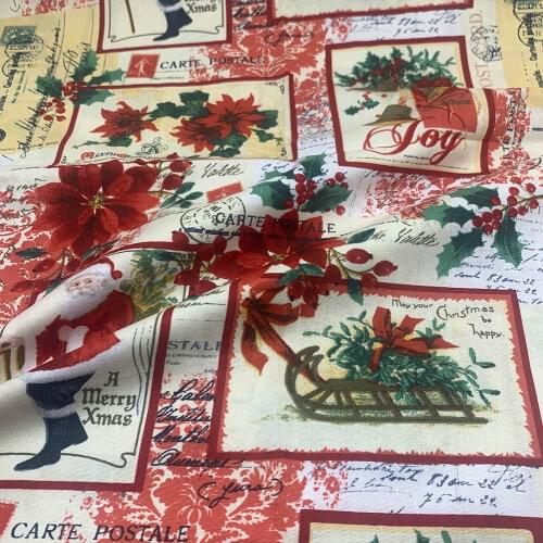 Beautifu 110cm Width 100% Cotton Fabric Sewing Children Clothing Dress Colour Santa Claus Flower Printed Fabric Printed DIY