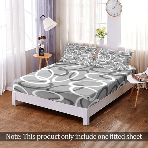 Bedroom Home Decor Custom 3D Print European Style Circle Print Fitted Sheet Fashion Modern Elastic Band Bed Sheet Queen King