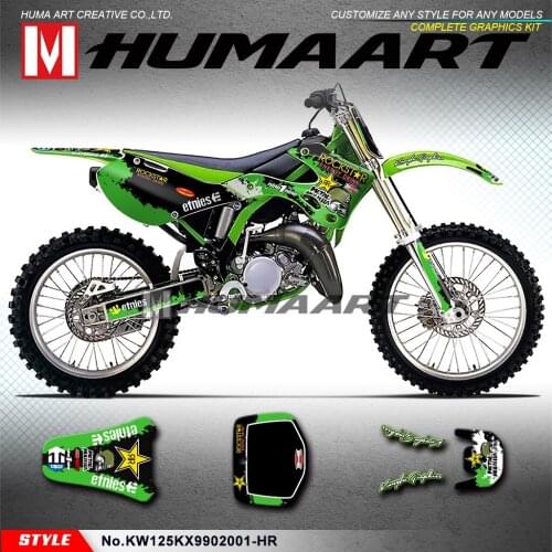 HUMAART Personalised Stickers Motocross Racing Decals Vinyl Wraps Kit Fit KX 125 KX 250 KX125 KX250 1999 2000 2001 2002
