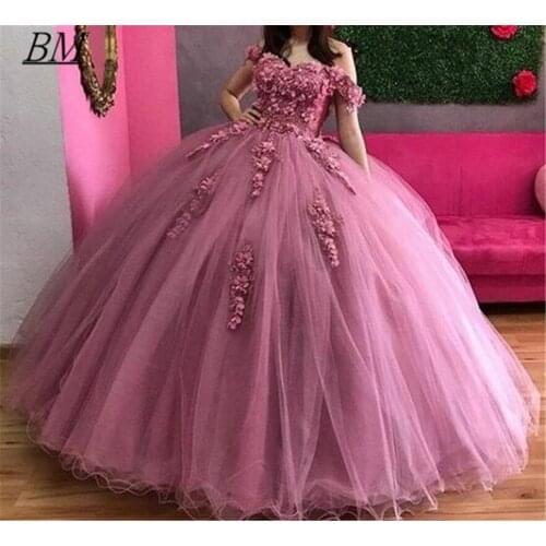 BM Sweet 16 Quinceanera Dresses 2021 Ball Gown Applique Cinderella Birthday Debutante Pageant Gowns Vestidos De 15 Anos
