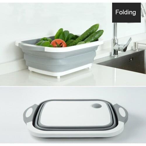 Multifunction Kitchen Chopping Cutting Board Foldable Drain Basket Collapsible Vegetable Basin Portable Kitchen Organizer