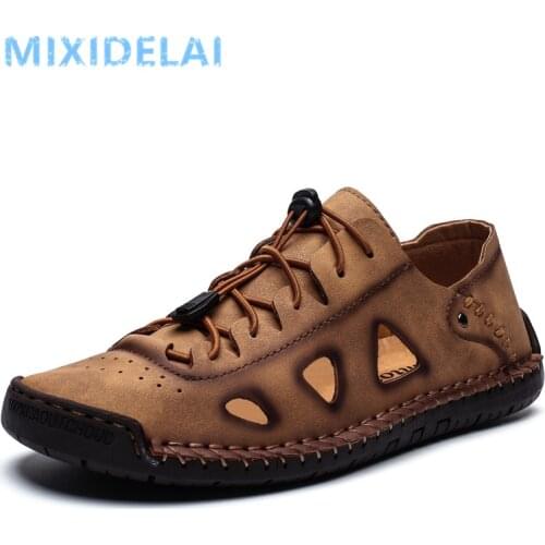 2020 New Spring Summer Outdoor Leather Casual Shoes Breathable Mens Shoes Handmade Flats Moccasins Loafers Big Size 38-48