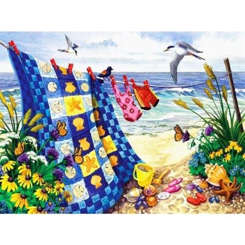 Siimoon Scenery beach sheets DIY diamond Painting Landscape Full Square/Round Diamonds Embroidery Kits Art Decorations Home