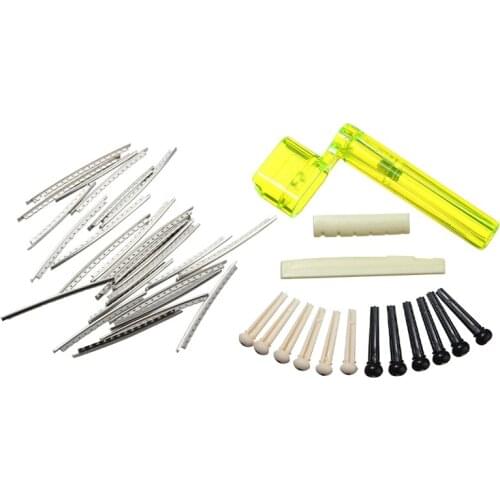 24Pcs Electric Guitar Fret Wire Fretwire Set 2.2Mm & 1Set 6 String Acoustic Guitar Nut Saddle Part + 2X String Winder