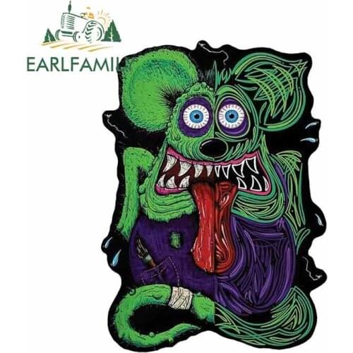 EARLFAMILY 13cm X 9.4cm For Crazy Rat Fink Cornhole Novelty Decal Stickers Vintage Drag Racing Decal Sticker Body For Car
