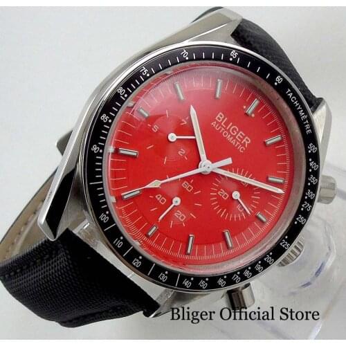 Self-Winding Wristwatch 40mm Chinese Red Dial Automatic Mens Watch With Date & Week Function