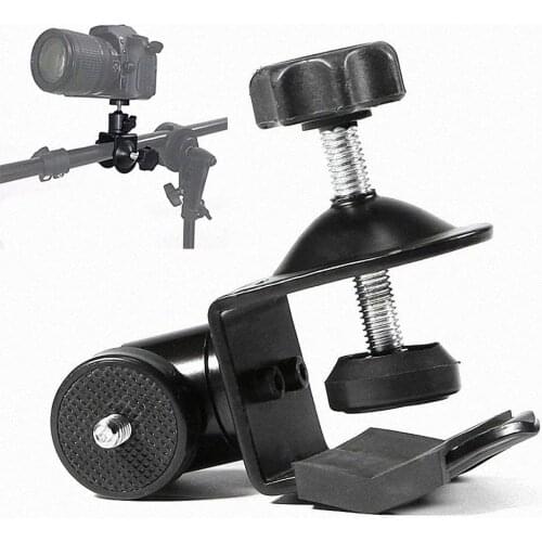 Mental C/U Clip Clamp Desktop Mount Reflector Flash Holder Stand with 1/4" Screw Mount Ball Head for DSLR Camera, Phone, Flash
