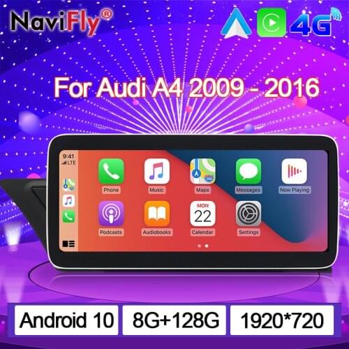 NaviFly Car multimedia player 8GB+128GB 4G LTE Android Auto gps navigation for Audi A4 A5 2009 2010 2011 2012 2013 2014 - 2016