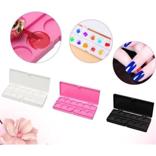 New Plastic Rectangular Shape Nail Art Painting Watercolor Palette Foundation Eyeshadow Eye Shadow Double Layer Paint Box 1PC
