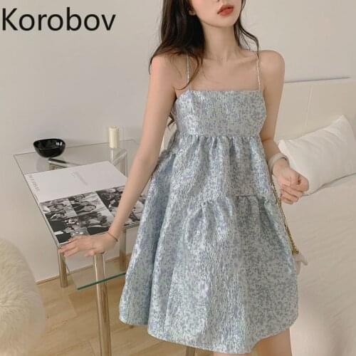 Korobov Korean Spaghetti Strap Women Dress 2020 Summer New Bling Party Night Female Dresses Sexy A-Line Backless Vestidos Femme