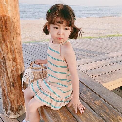 Baby Dresses for Girls Striped Wave Sling Dress Cute Vest Kids Girl Princess Dresses Summer Children Clothes
