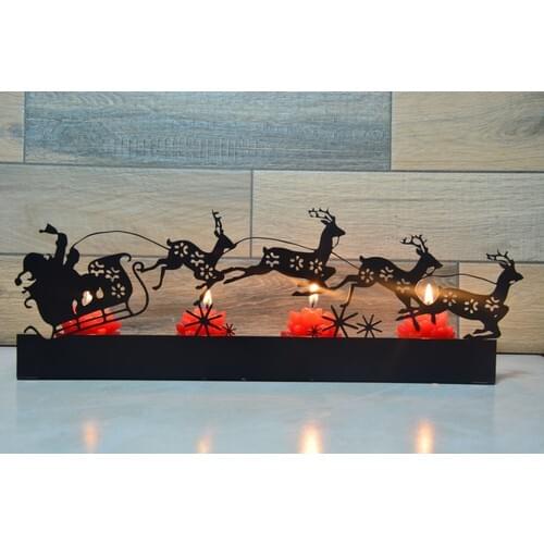 Pnr Decor Double Santa Claus Christmas Metal Candle Holder Candlestick