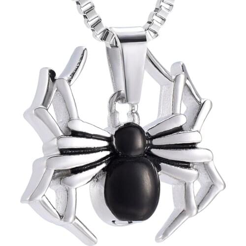 Stainless Steel Urn Pendant Cool Spider Cremation Jewelry Memorial Urns Ash Pendant Charm Keepsake Ashes Holder Fashion Necklace