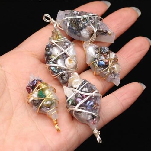 Handmade Natural Silver Thread Irregular Horse Eye Pearl Charms Pendant 1pcs For DIY Necklace Jewelry Finding Making Accessories