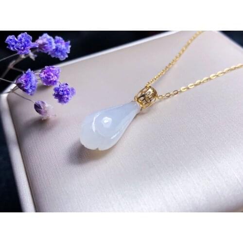 SHILOVEM 18k rose gold Natural white Jasper pendants classic fine Jewelry women wedding no necklace wholesale new yzz0818666hby