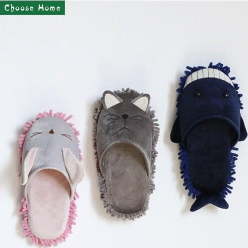 Microfiber Cartoon Slippers Floor Cleaning Mop Men and Women House Dusting Slippers Floor Dust Dirt Cleaning Slipper