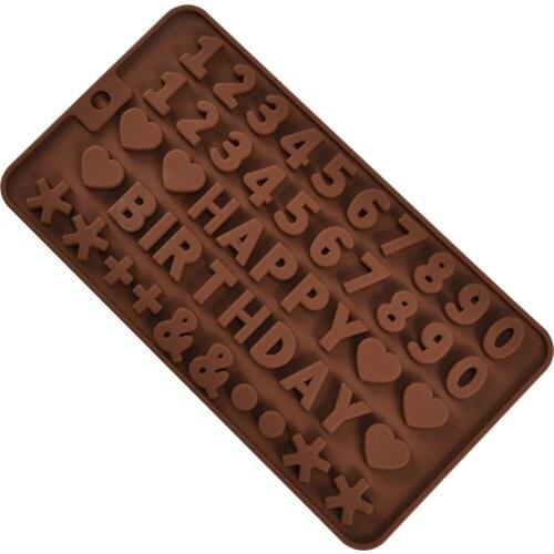 New Happy Birthday Number Silicone Chocolate Mold DIY High Temperature Resistant Non-stick Mold Easy To Demold Fondant Molds