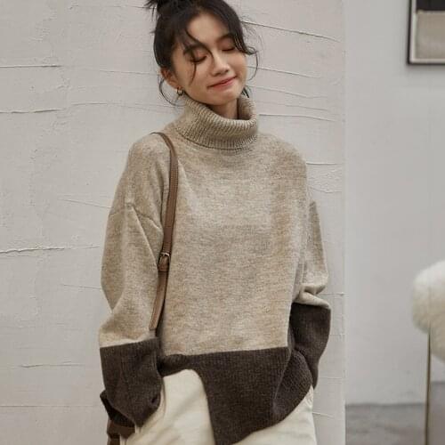 Winter Korean Fashion Lady Sweater Women long Sleeve High collar Pullovers Knitted Sweaters Shirt pull femme sueter mujer