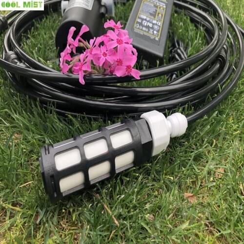 S036 Outdoor Portable DC Sprinkler Pump With 12M Cooling System 16pcs Mister Nozzles for Mist Umbrella Cooling