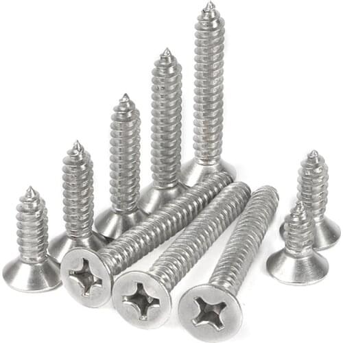 Flat Head Screw Cross Phillips Self-Tapping Metric Countersunk Bolt 304 Stainless Steel M3 M3.5 M4 M5