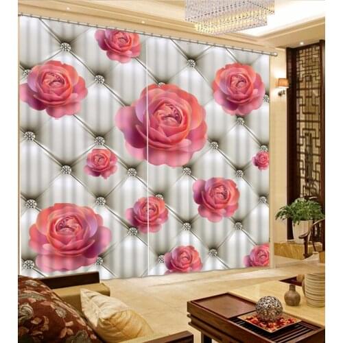 High Quality Costom 3D Curtain Diamond Lattice Flower Curtain Bathroom Curtain Bed Living Room Office Hotel Cortinas
