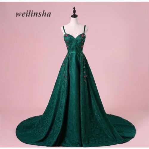 Weilinsha Lace Abendkleider Evening Dresses Long 2018 Sweetheart Sleeveless Crystal Formal Evening Gowns