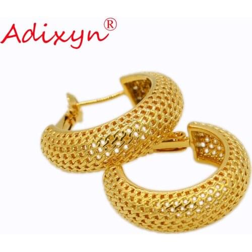 Adixyn Gold Color Earrings For Women Girls Arab Ethiopian Fashion Jewelry African Items N12123