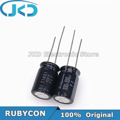 20pcs RUBYCON 100UF 100V 10*16mm 100UF100V 100V100UF 10x16mm Aluminum Electrolytic Capacitor 100% Original