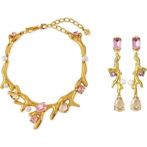 2018 Amybaby Designer High Quality Womens Luxury Vintage Pearls Crystal Womens Necklace Earring Jewelry For Party