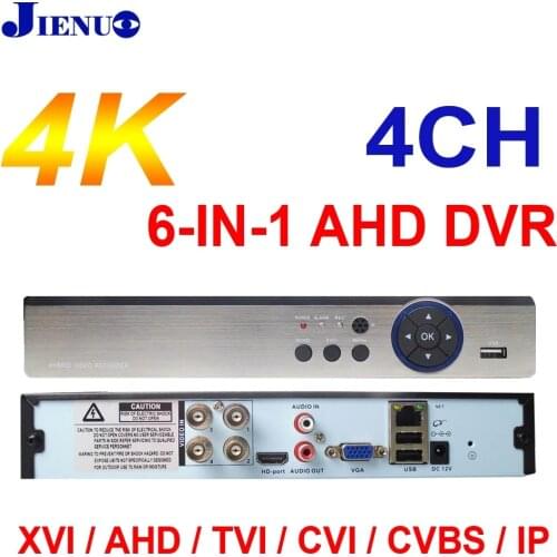 4K 4CH DVR 8MP 5MP 1080P 6 In 1 Video Recorder Hybrid CCTV Surveillance Security System HD For IP Analog AHD CVI TVI CVBS JIENUO
