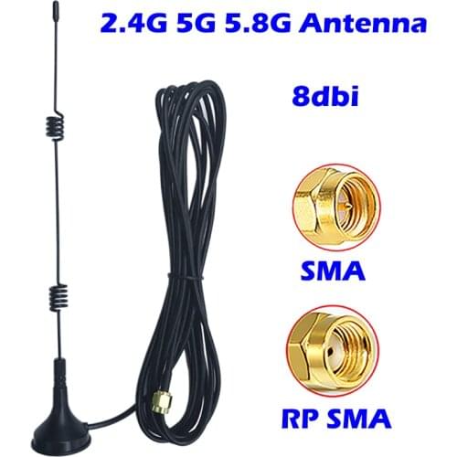8dBi WiFi Antenna 2.4G 5G 5.8G Dual Band OMNI Aerial Magnetic Base for Access Point Mini PCI Card Repeater Modem Router Extender