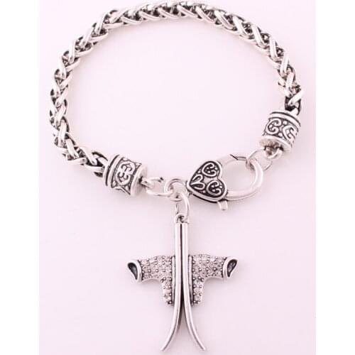 Zinc alloy studded with sparkling crystal SKIS and SKI BOOTS charm bracelet Lobster-claw-clasps