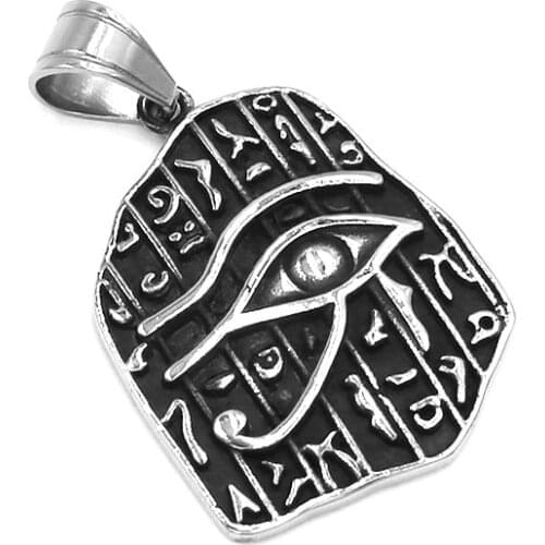 Egyptian Eye of Horus Ra Udjat Talisman Pendant Stainless Steel Jewelry All Seeing Eye Symbol Rune Biker Men Pendant 550B