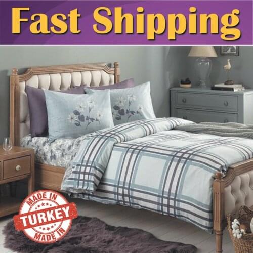 Evian Flannel 100% Cotton Double Size Duvet Cover Set Damson Four Seasons Set Bedroom linens Bed Cover blanket cotton Cover Made in TURKEY Bed Sheet Duvet Cover Sets Ranforce Bedding Sets