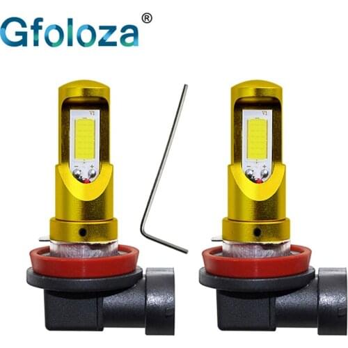Gfoloza 2Pcs H8 H11 LED Car Fog Light High Power COB Yellow White Bulbs Auto LED Driving Fog Lamp DRL 2000LM 12-24V