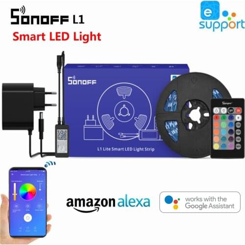 SONOFF L1 Lite Smart Wifi LED Light RGB Strip 5M Dimmable Flexible APP Remote Control Work with Alexa Voice Home Automation
