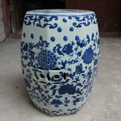 Jingdezhen Ceramic Stool Hand-painted Antique Blue And White Octagonal Stool Outdoor Bathroom Balcony Stool Decoration home