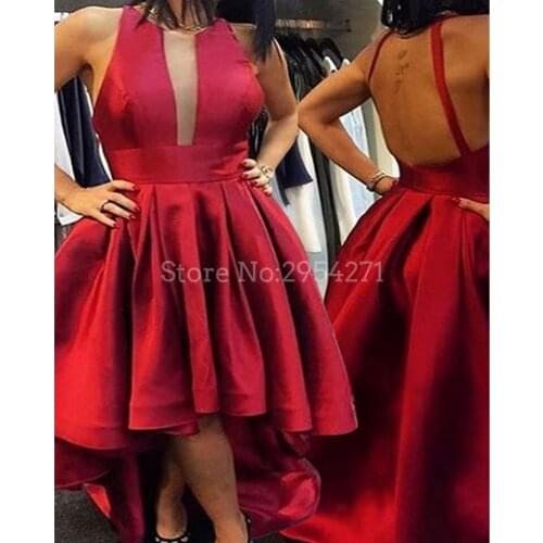 Red High Low Homecoming Dresses 2019 New Red sleeveless Ball Gown For Party Custom Made Plus Size Evening Dresses