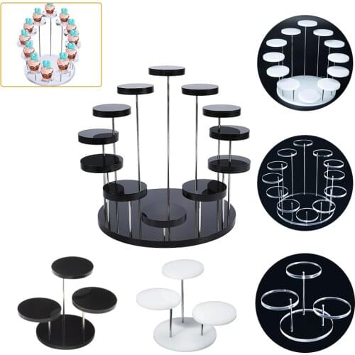 Round Cupcake Stand Acrylic Display Stand For Jewelry Cake Dessert Rack Party Wedding Cake Stand Baby Shower Decoration Holder