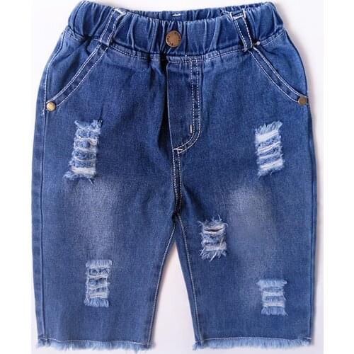 Summer Baby Boys Shorts Pants Boy Tear Ripped Denim Shorts Trousers Cotton Kids Short For Boys Soft Childrens Clothing 3-10 Yrs