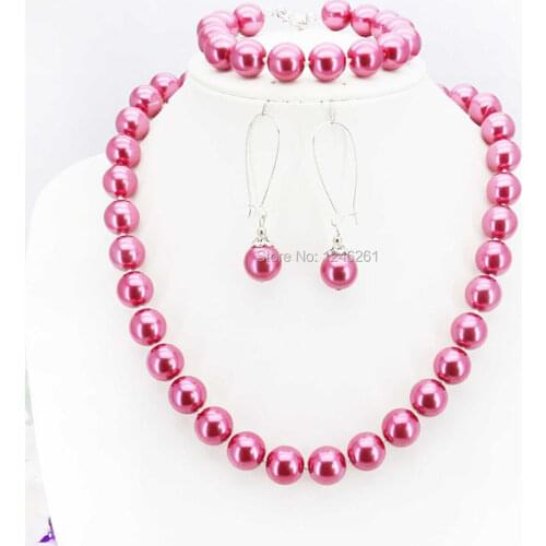 Hot Sale 10mm Accessories Red Glass Pearl Beads Necklace Bracelet Earrings Sets Jewelry Making Design Christmas Gifts Women Girl