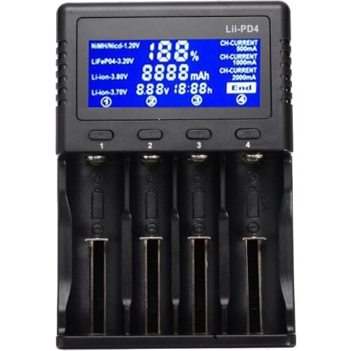 1pc 4 Slot Battery Charger Rechargerable Batteries Chargers Smart LCD Battery Charger for Li-ion Ni-MH Ni-Cd Batteries