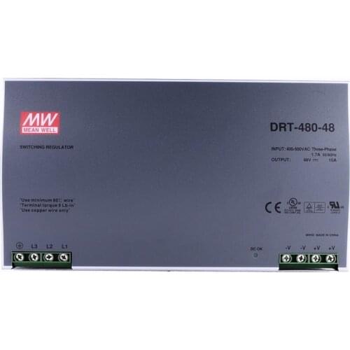 Mean Well DRT-480-48 meanwell DC 48V 10A 480W Three Phase Industrial DIN RAIL Power Supply