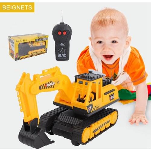 Mini RC Trucks Crane Remote Control Excavator Bulldozer 1:24 Alloy Plastic Engineering Car Dump Electric Vehicle Toys For Kids