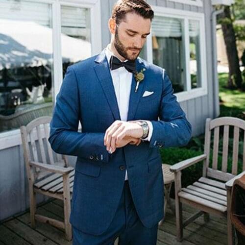 ANNIEBRITNEY Navy 2 Piece Slim Fit Men Formal Suit Tailor Made Groom Wedding Tuxedo 2 Piece Prom Wedding Business Men Suit Set