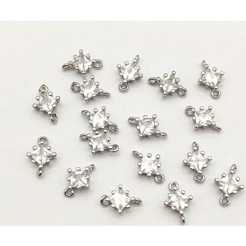 New arrival! 11x7mm 100pcs Copper/Zircon Square Connectors for Handmade Necklace Earring DIY Parts,Jewelry Findings & Components