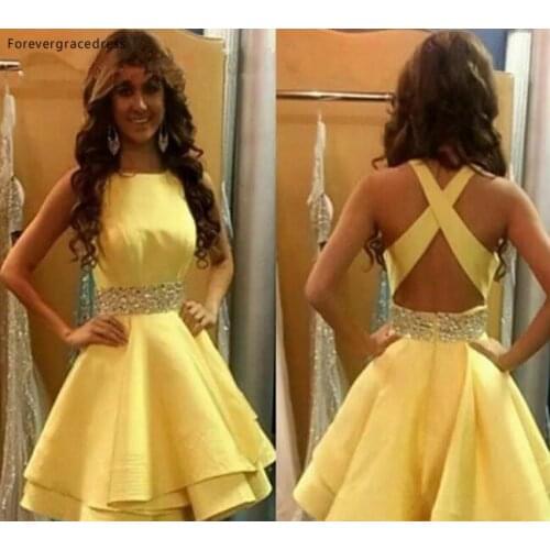 New Arrival Yellow Cheap Prom Dress Vintage A Line Beaded Juniors Sweet 15 Graduation Homecoming Party Dress Plus Size