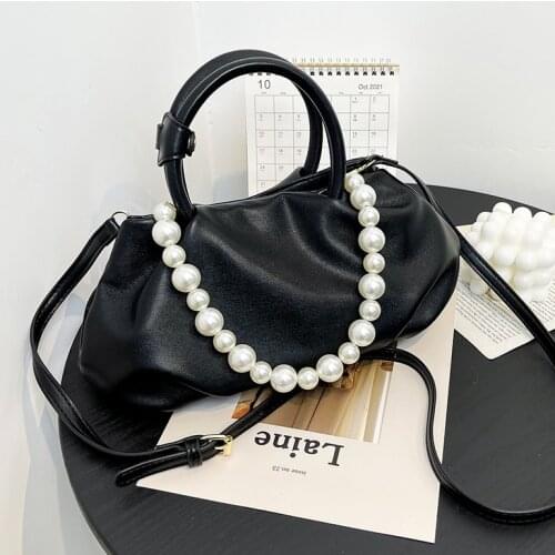 Solid Color Pleated Crossbody Bags 2021 Fashion Small Designer Womens Bag Pearl Tote Female Shoulder Bag Casual Square Handbags