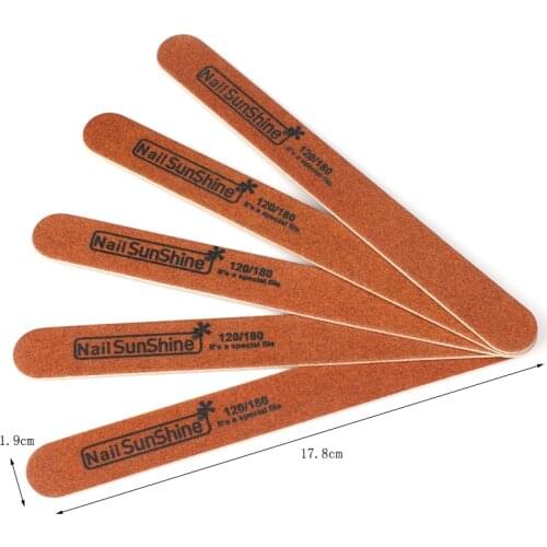 20pcs/lot Professional Wooden Nail Files 120/180 Brown Thick Sandpaper Emery Board Sanding Buffer Acrylic Gel Polish Remover